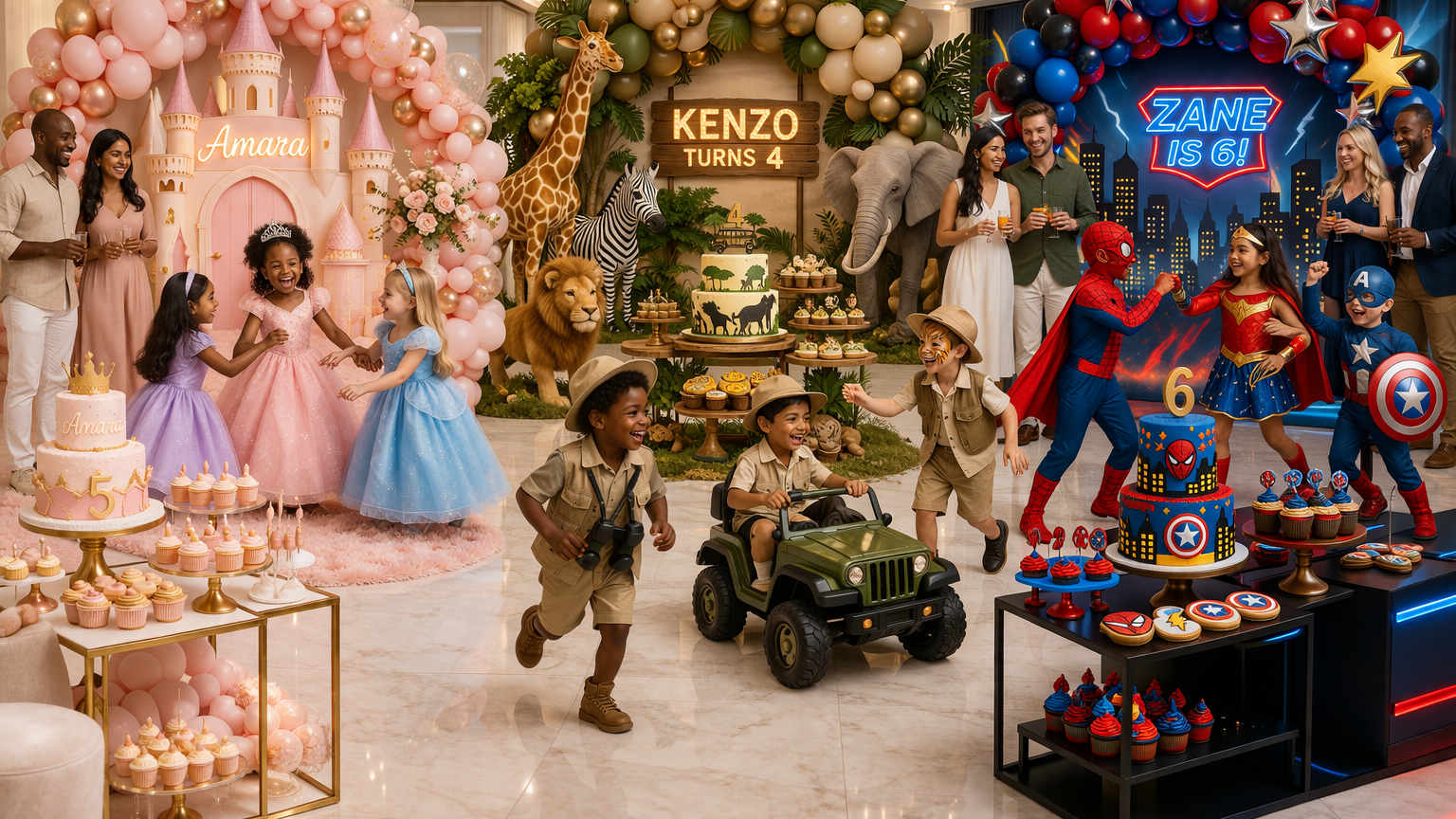 Kids birthday party setup with balloon décor in Nairobi