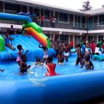 Bouncy Water Slide to Pool