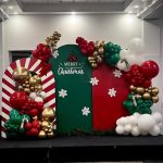 Triple Door Balloon Backdrop & Dual Cake Stands