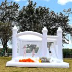 White Bouncing Castle with Balloons